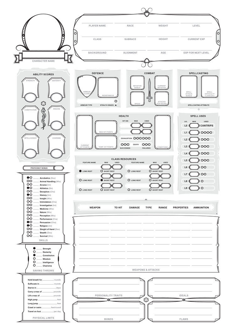 Character Roster Layout Character sheet design - Matty P